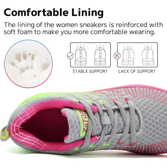 Brand New Women Grey Pink Rubber Running Shoes Air Cushion Mesh Sneakers 7 - Picture 4 of 7